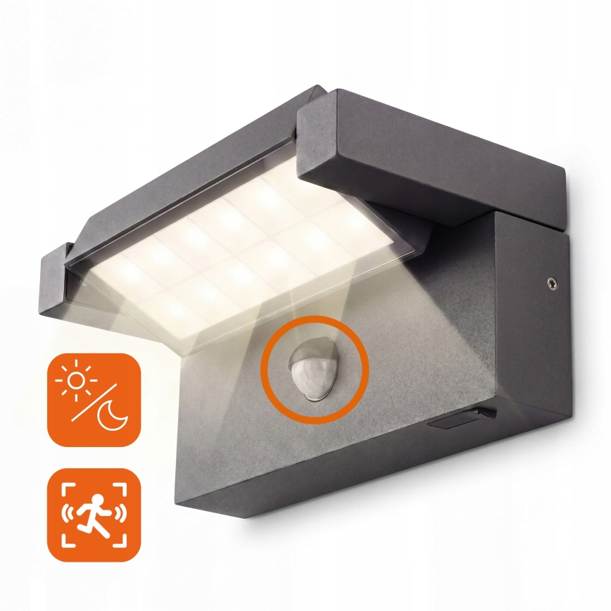 Aplică de perete LED pentru exterior cu senzor de mișcare și de amurg LED/25W/230V 3000/4000/6500K IP54 negru