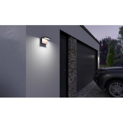 Aplică LED de exterior cu senzor NATURA LED/12W/230V 4000K IP54 maro/antracit