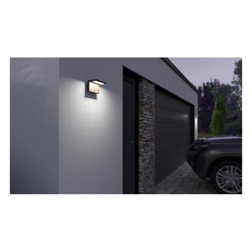 Aplică LED de exterior cu senzor NATURA LED/12W/230V 4000K IP54 maro/antracit