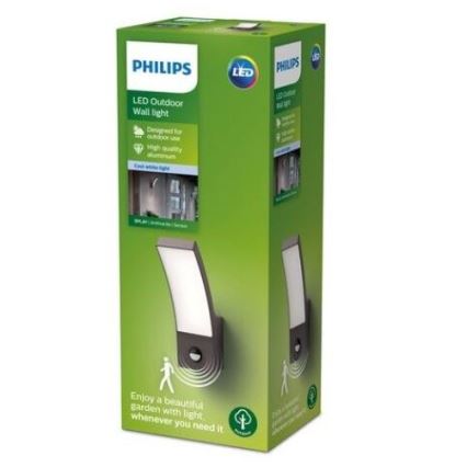 Aplică LED de exterior cu senzor Philips LED/12W/230V 4000K IP44