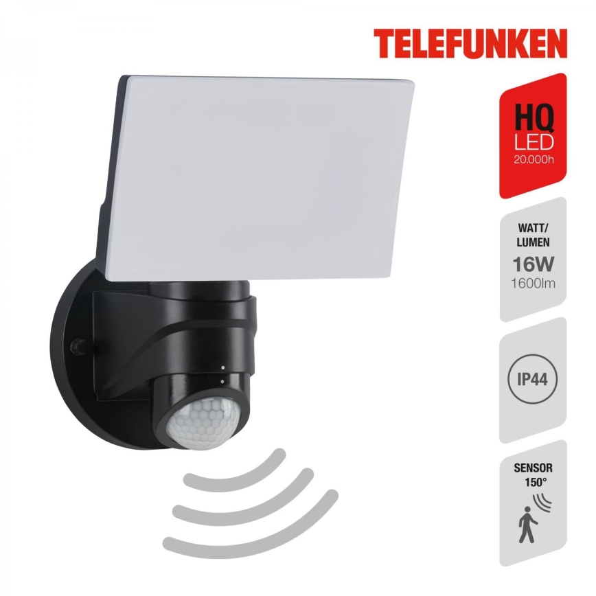 Aplică LED de exterior cu senzor Telefunken 304305TF LED/24W/230V IP44