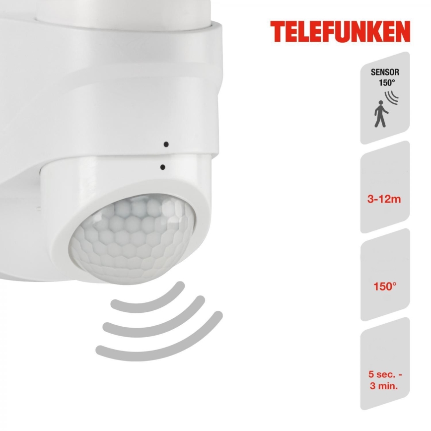 Aplică LED de exterior cu senzor Telefunken 304306TF LED/16W/230V IP44 alb