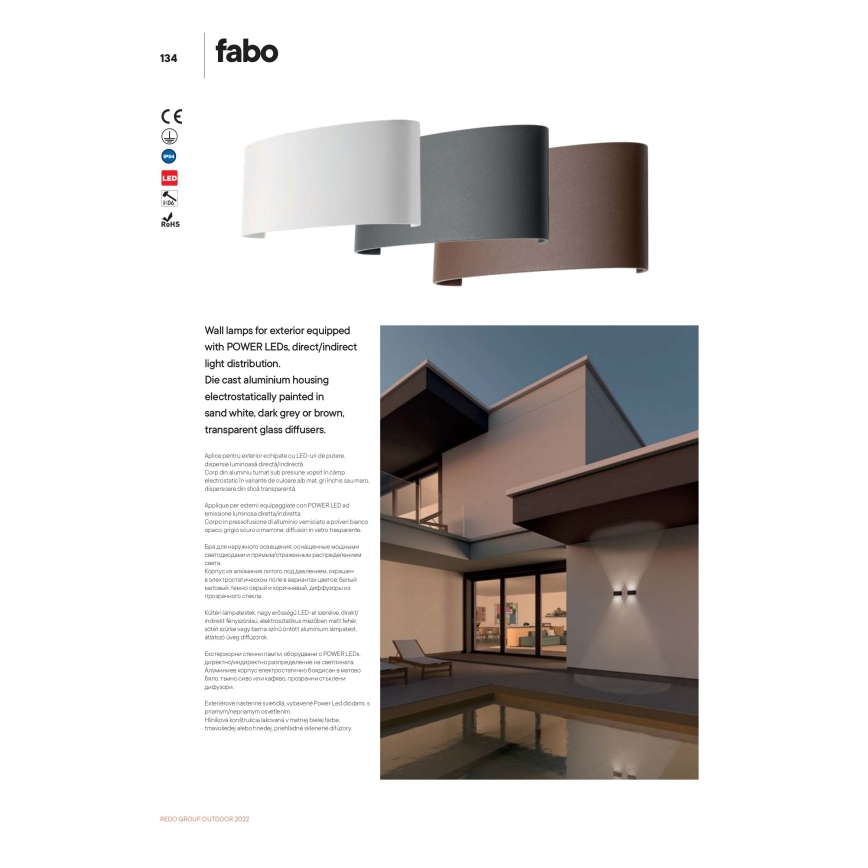 Aplică LED de exterior FABO LED/6W/230V 3000K IP54 maro Redo 90227