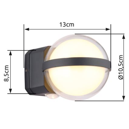 Aplică LED de exterior Globo LED/12W/230V IP54 negru