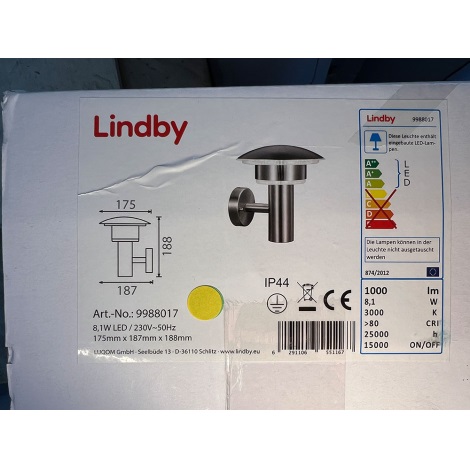Aplică LED de exterior LILLIE LED/8,1W/230V IP44 Lindby