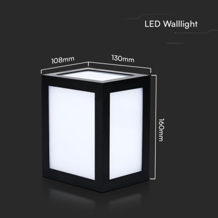 Aplică LED de exterior pentru perete LED/12W/230V 6400K IP65 neagră