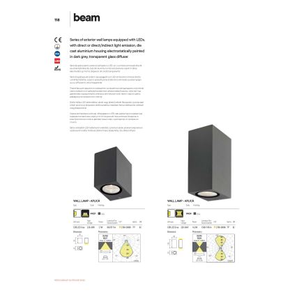 Aplică LED de exterior Redo 9907 BEAM LED/5W/230V IP54