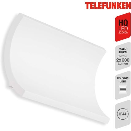 Aplică LED de exterior Telefunken 312806TF 2xLED/6W/230V IP44 alb