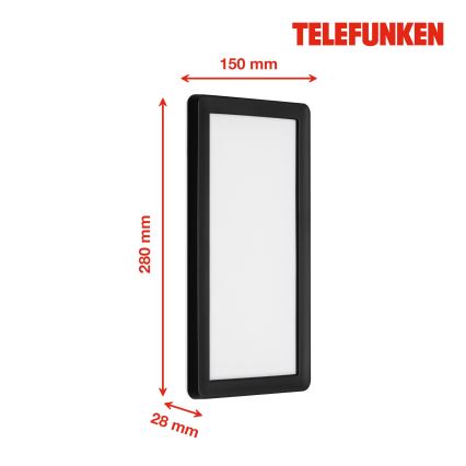 Aplică LED de exterior Telefunken 313605TF LED/16W/230V IP44 negru