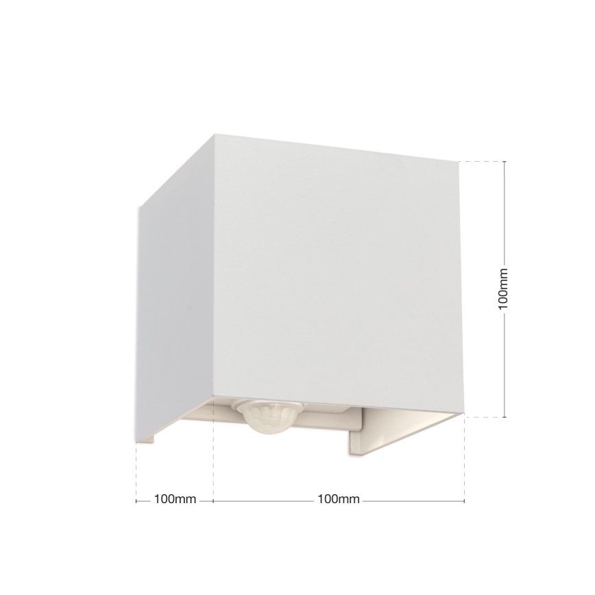 Aplică LED de exteror cu senzor de mișcare și crepuscular CUBE-S LED/13W/230V IP54 alb