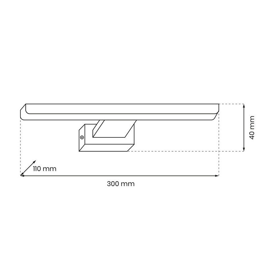 Aplica LED de perete pentru baie SHINE, 7W/230V, 30 cm, IP44, crom lucios