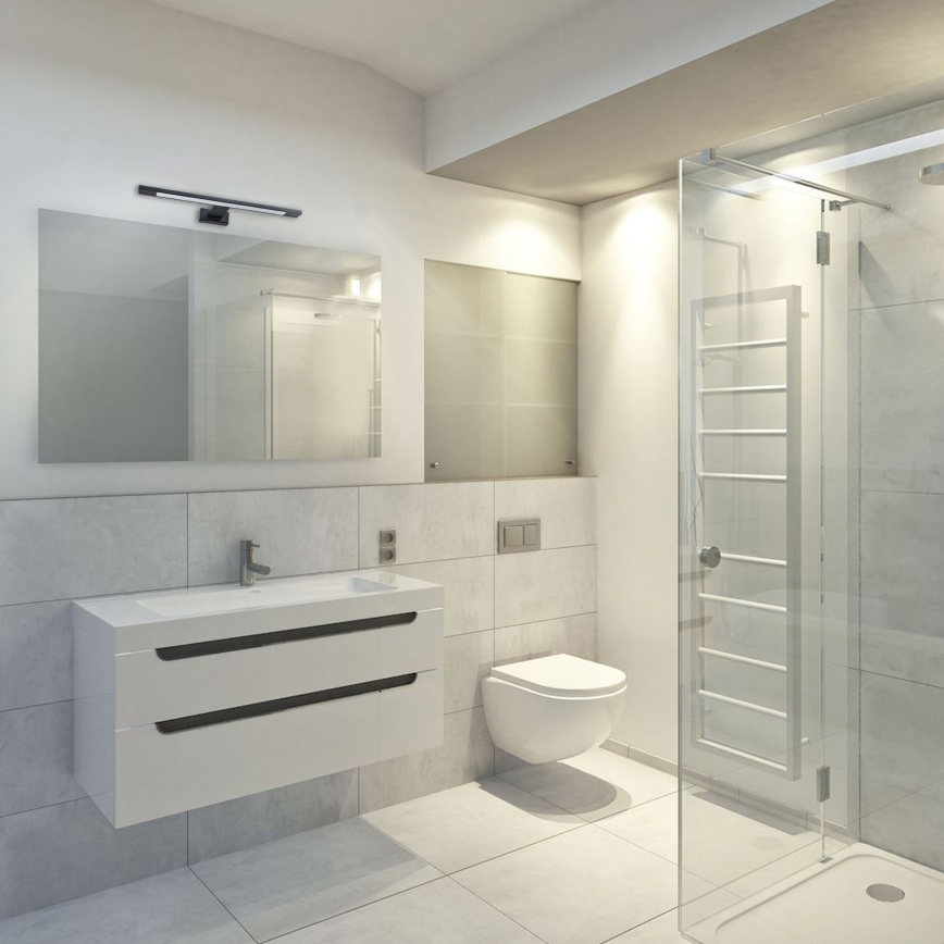 Aplica LED de perete pentru baie SHINE, 7W, 230V, 40 cm, IP44, negru