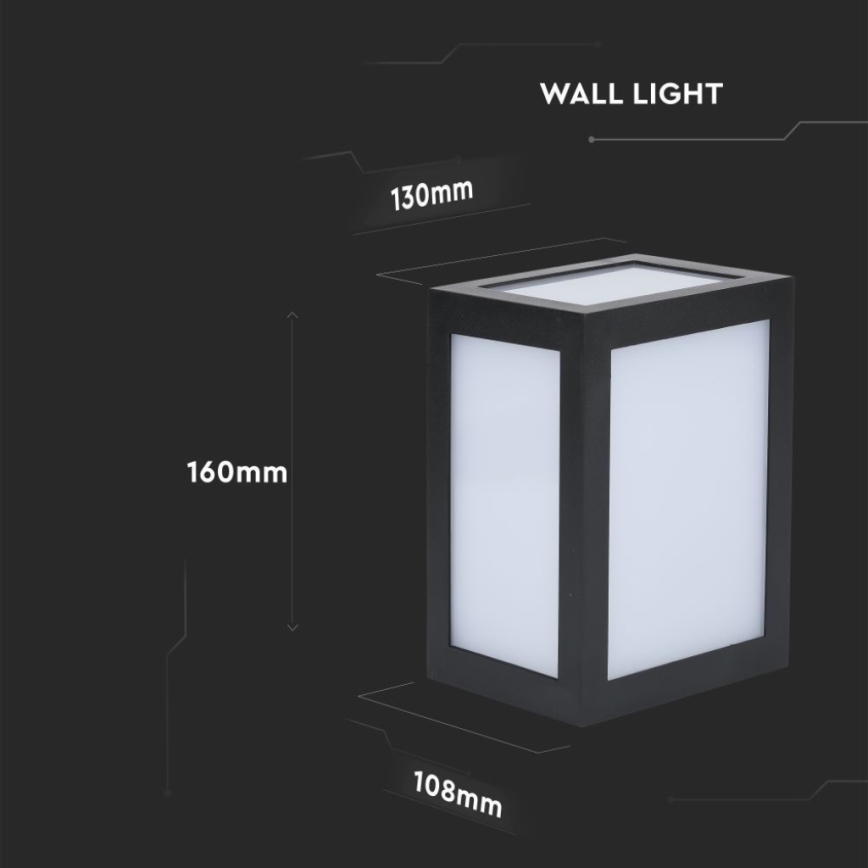 Aplica LED de perete pentru exterior, 12W, 230V, 4000K, IP65, neagră