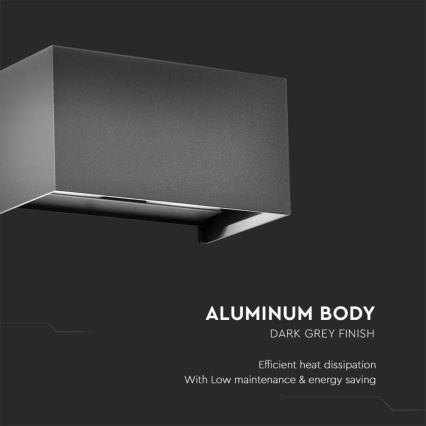 Aplică LED de perete pentru exterior, 24W, 230V, 3000K, IP65, antracit