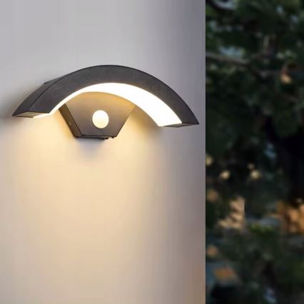 Aplică de perete LED pentru exterior cu senzor de mișcare LED/10W/230V IP54 neagră