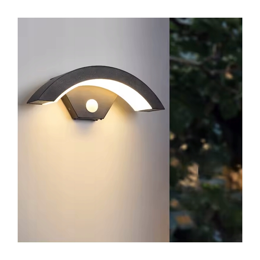 Aplică de perete LED pentru exterior cu senzor de mișcare LED/10W/230V IP54 neagră