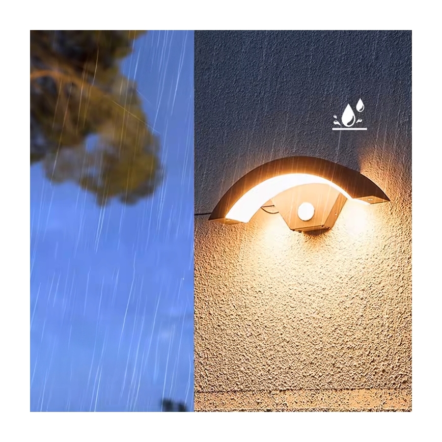 Aplică de perete LED pentru exterior cu senzor de mișcare LED/10W/230V IP54 neagră