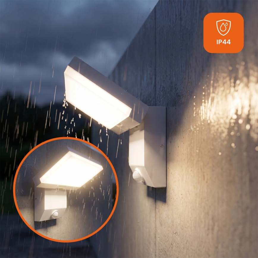 Aplica de perete LED pentru exterior cu senzor de mișcare LED/18W/230V IP44 albă