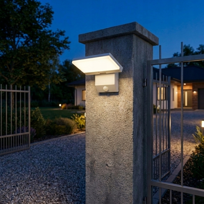 Aplica de perete LED pentru exterior cu senzor de mișcare LED/18W/230V IP44 albă