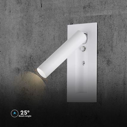 Aplică LED de perete, spot, 2W, 230V, 3000K, alb