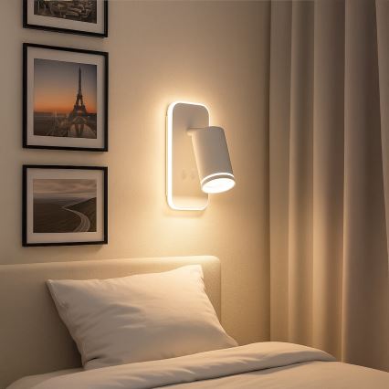 Aplica LED de perete tip spot PIPE 1xGU10/10W/230V + LED/6W, albă