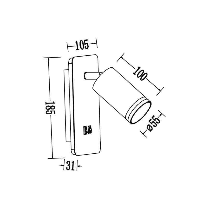 Aplica LED de perete tip spot PIPE 1xGU10/10W/230V + LED/6W, albă