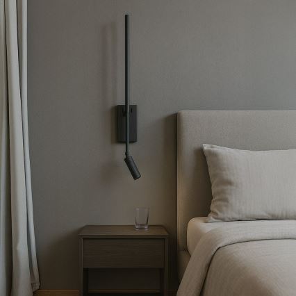 Aplică LED de perete TORCH, 6W/230V + 3W LED, negru