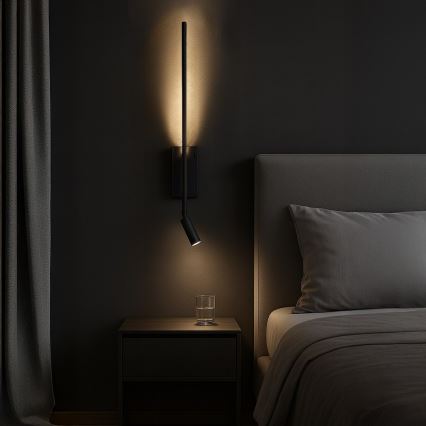 Aplică LED de perete TORCH, 6W/230V + 3W LED, negru