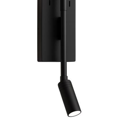 Aplică LED de perete TORCH, 6W/230V + 3W LED, negru