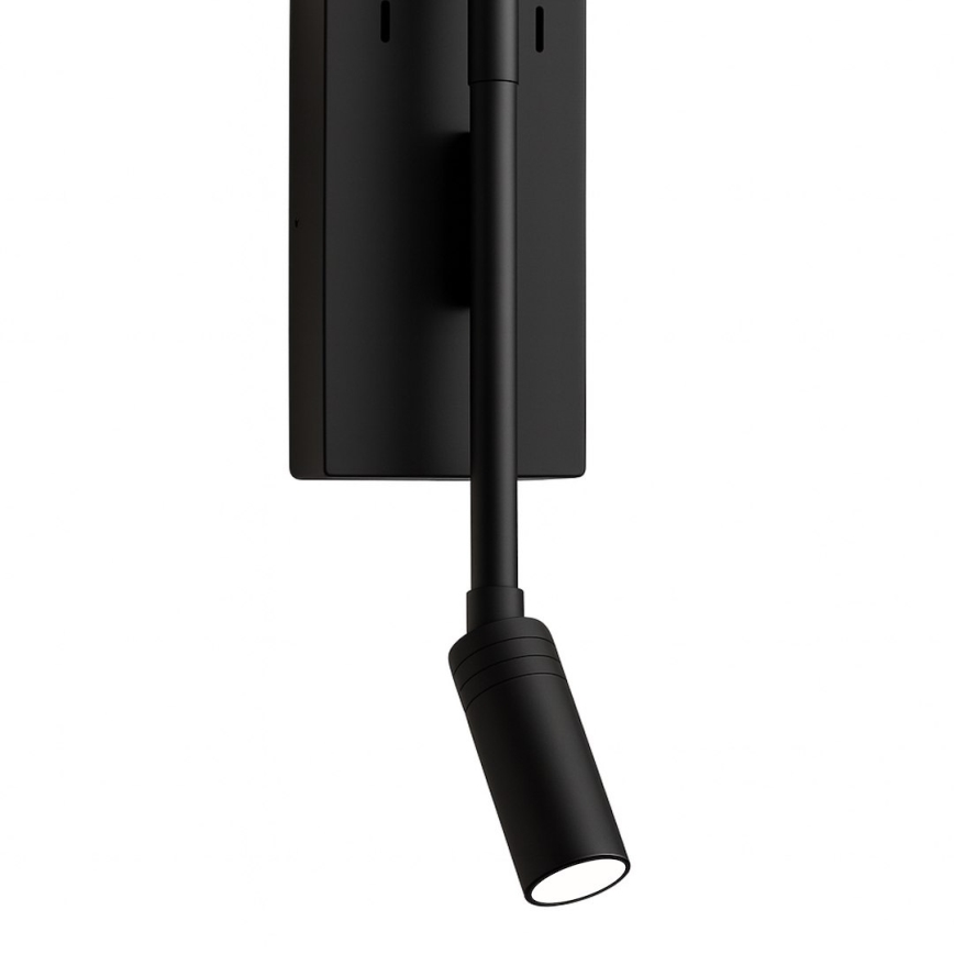 Aplică LED de perete TORCH, 6W/230V + 3W LED, negru