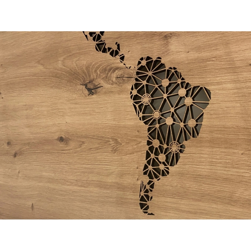 Li-Go 4457/A/4 - Decorațiune LED de perete reglabilă LED/10W/5V 30000 mAh 120x60 cm stejar/Hartă a lumii