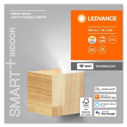 Aplică LED dimabilă SMART+ WOOD LED/7W/230V 3000-6500K Wi-Fi Ledvance