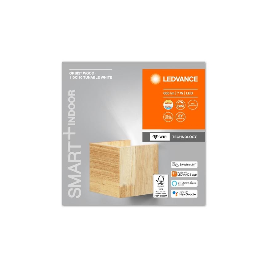 Aplică LED dimabilă SMART+ WOOD LED/7W/230V 3000-6500K Wi-Fi Ledvance