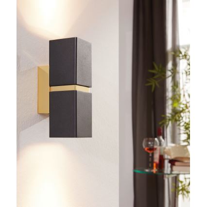 Aplică LED Eglo 64798 PASSA PRO 2xGU10/3,3W/230V 3000K negru/auriu