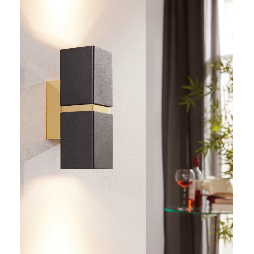 Aplică LED Eglo 64798 PASSA PRO 2xGU10/3,3W/230V 3000K negru/auriu