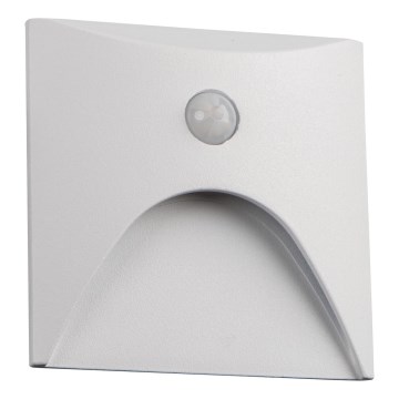 Aplica LED EXIN pentru scări, 2,5W/230V, 4000K, IP65, alb, pătrat, cu senzor de mișcare și senzor crepuscular