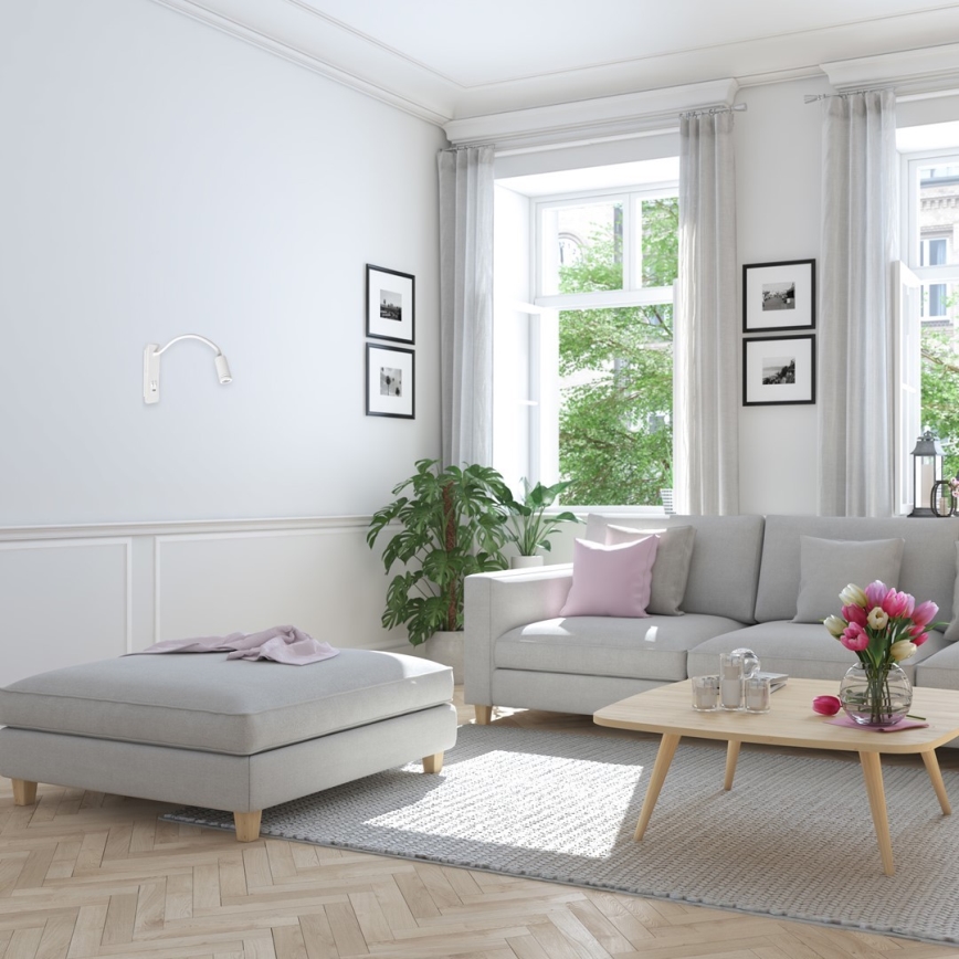 Aplică LED flexibilă de perete cu USB BASE LED/8W+LED/2W/230V albă