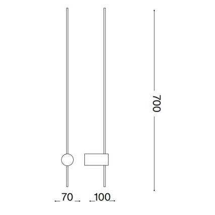 Aplică LED Ideal Lux ESSENCE LED/12W/230V 4000K 70 cm CRI 90 negru