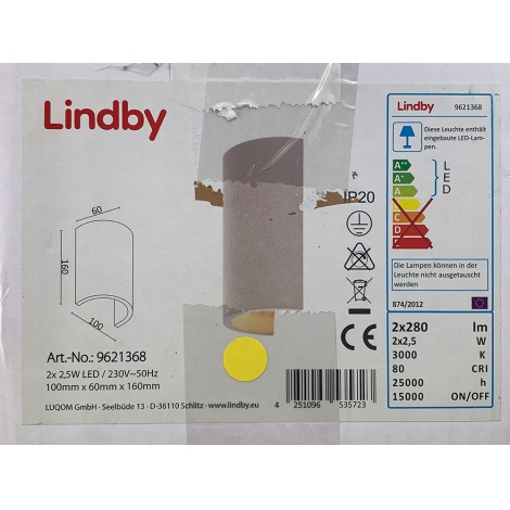 Aplică LED JENKE 2xLED/2,5W/230V ipsos Lindby