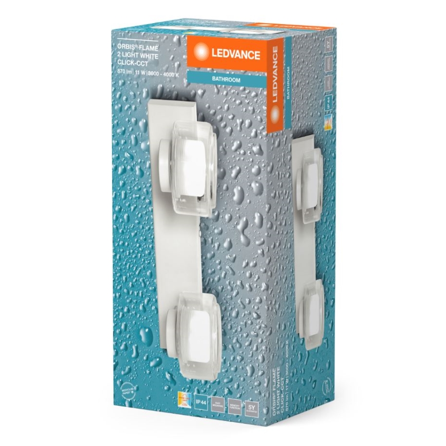 Aplică LED pentru baie Ledvance ORBIS FLAME 2xLED/5,5W/230V 3000/4000K IP44 alb