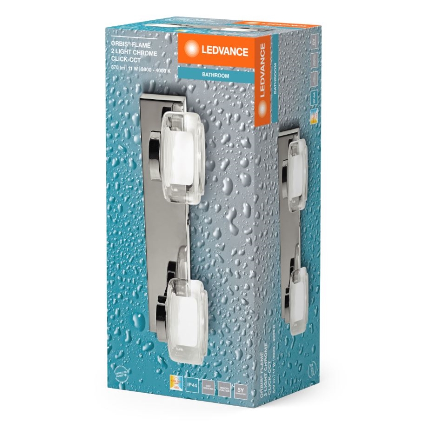 Aplică LED pentru baie Ledvance ORBIS FLAME 2xLED/5,5W/230V 3000/4000K IP44 crom