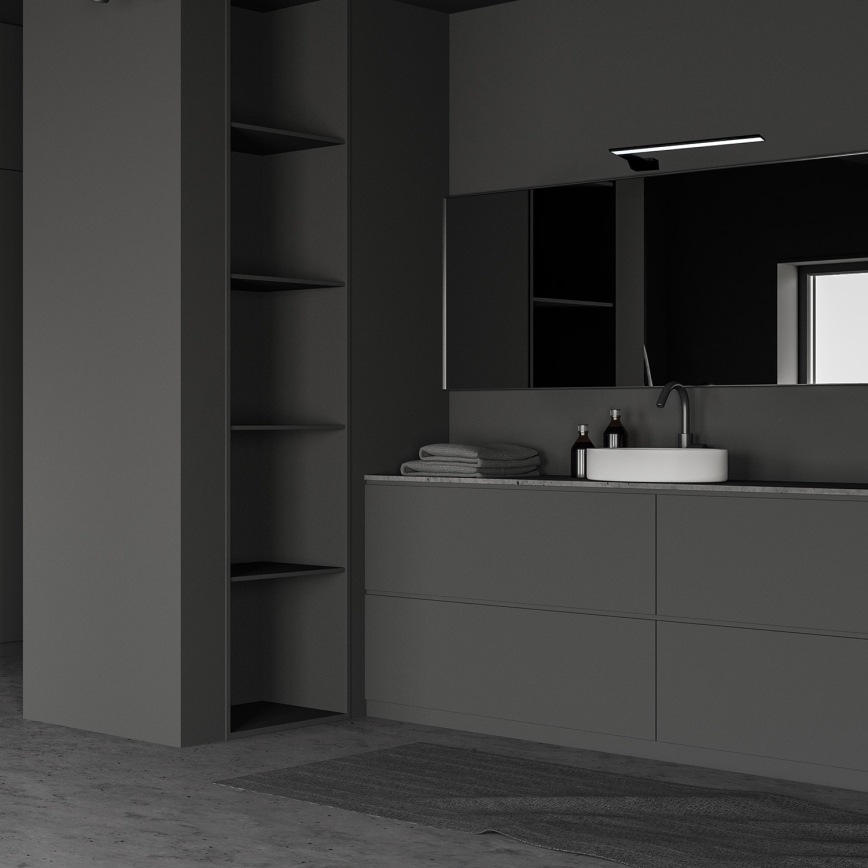 Aplica LED pentru baie SHINE, 11W, 230V, 45 cm, IP44, negru