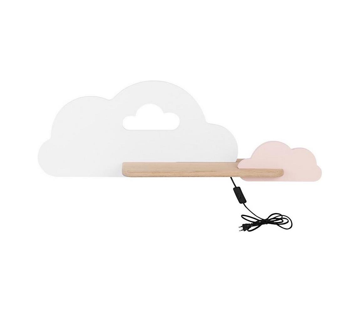 Aplică LED pentru copii cu raft CLOUD LED/5W/230V albă/roz