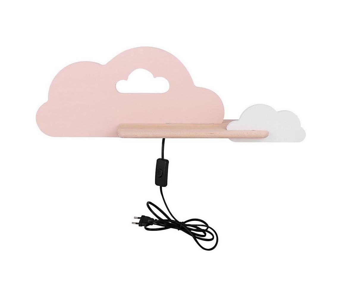 Aplică LED pentru copii cu raft CLOUD LED/5W/230V roz/albă