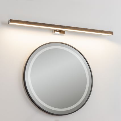 Aplică LED pentru oglindă Brilagi WOODY MIRROR LED/15W/230V IP44 stejar/crom lucios