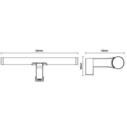 Aplica LED pentru oglindă de baie, 8 W, 230 V, 30 cm, IP44, alb