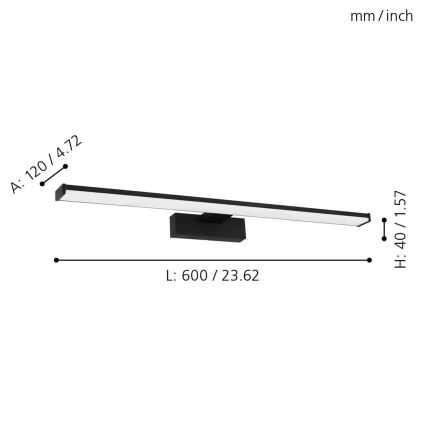 Aplică LED pentru oglindă de baie Eglo 780431 BETETA 11W/230V 60 cm IP44 negru