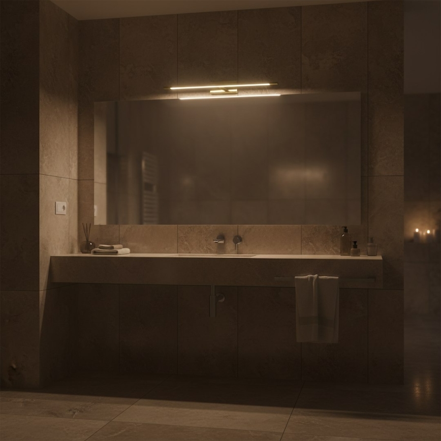 Aplica LED pentru oglindă de baie KLIMT, 12 W, 230 V, 3000/4000/6000K, 60 cm, IP44, aurie