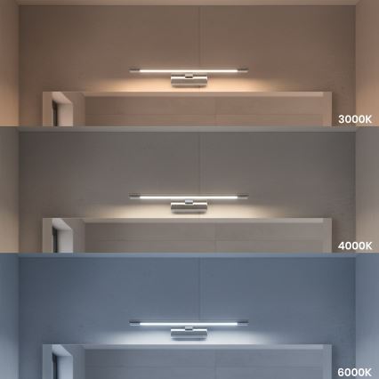 Lampă LED pentru oglindă de baie KLIMT, 8W, 230V, 3000/4000/6000K, 40 cm, IP44, crom lucios