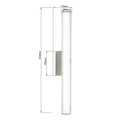 Aplica LED pentru oglindă de baie LINEA, 12W, 230V, 3000/4000/6000K, IP44, 61 cm, crom mat